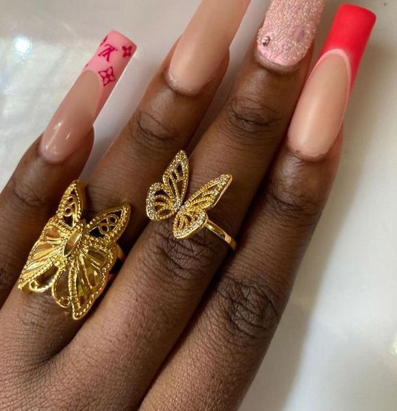 

cluster rings zircon gold butterfly for women opening adjustable ring friendship engagement wedding 2021 jewelry accessories gift, Golden;silver