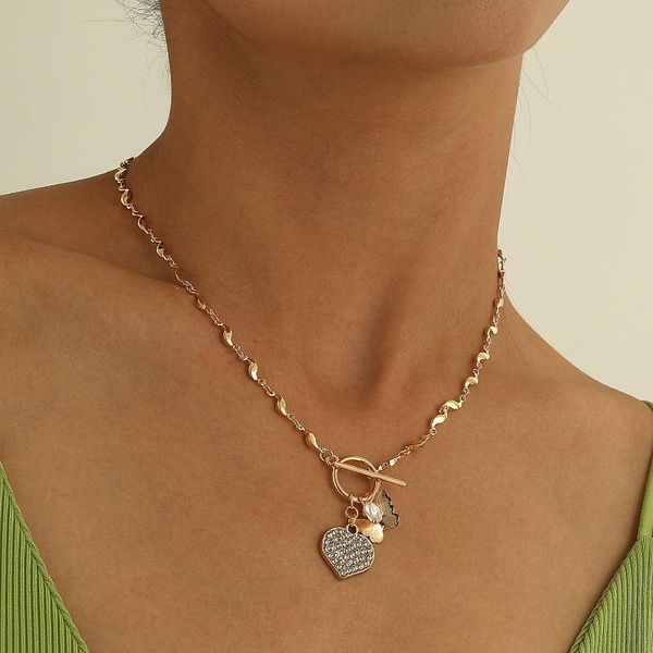 

pendant necklaces tauam antique chain necklace with butterfly charms silvery neck jewelry for women party gift heart ideas, Silver