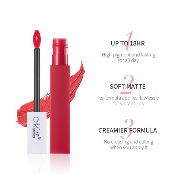 

1pc lip gloss matte vibrant lips soft texture well balanced smooth velvet natural waterproof non-stick cup mist lipsticks tslm1