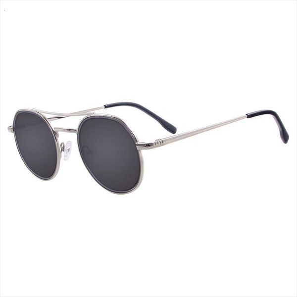 

men women small round vintage polarized sunglasses metal full rim double bridge shades with spring hinge for prescription lenses, White;black