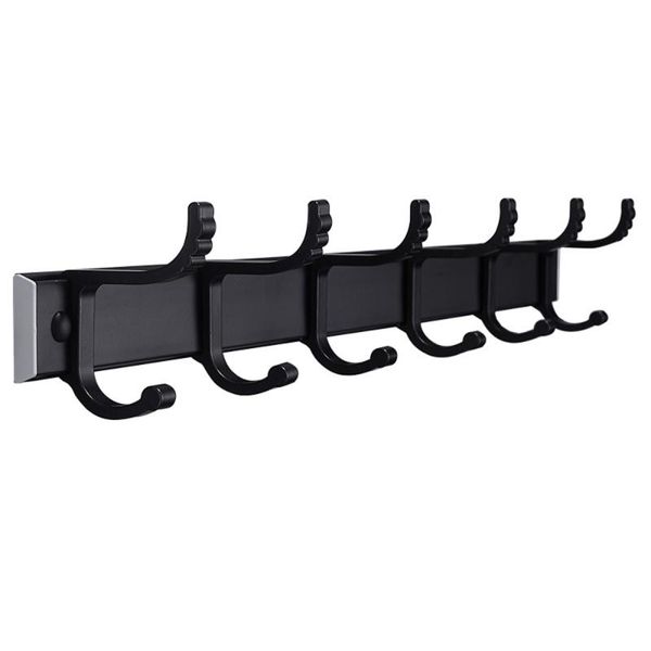 

hooks & rails coat hook wall mounted heavy duty metal punch-6 double self-adhesive aluminum bathroom bedroom towel hanging