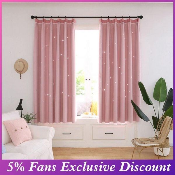 

curtain & drapes hollow star double layer window polyester sheer curtains living room decoration