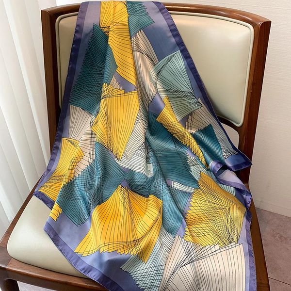 

scarves 70*70cm fashion women hair scarf small shawl wrap headband hijab suqare girl silk pashmina bandana brand female foulard, Blue;gray