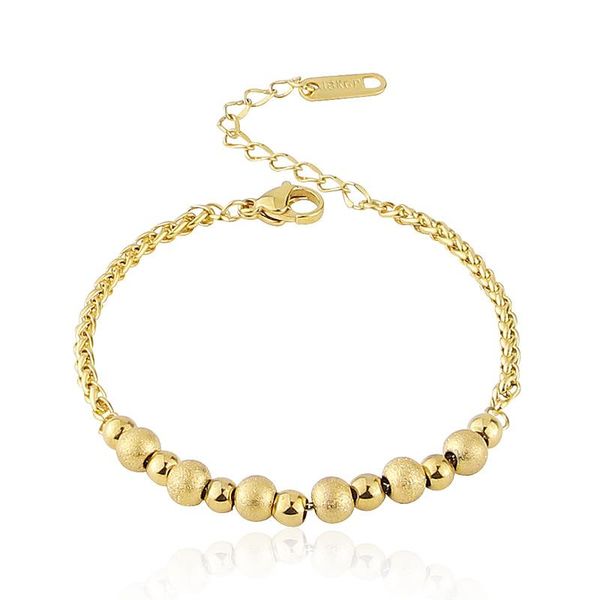 

charm bracelets fashion stainless steel smooth ball string frosted bracelet woman wholesale b-26, Golden;silver
