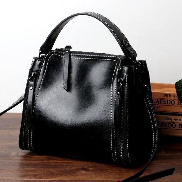 

evening bags bag female 2021 korean version leather bucket fashion shoulder women's retro messenger handbag tote