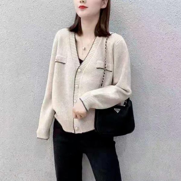 

women's knits & tees spring and autumn cardigan sweater 2021 fashion korean long sleeve v-neck jacket women, White