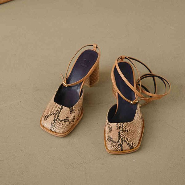 

chunky sandals b396 will see square-heeled shoes high women's sandals standard snake skin heels sash design lady ixrq, Black