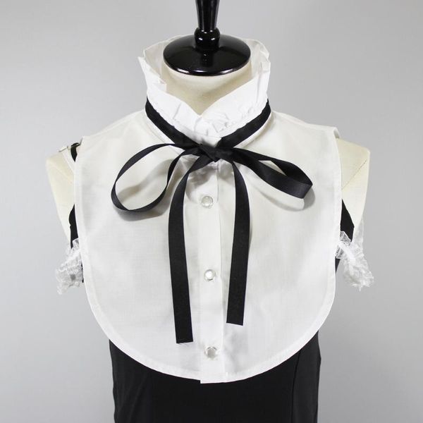 

bow ties women white stand fake collars vintage half-shirt blouse sweater decorative detachable collar necklace bowknots decor, Black;gray