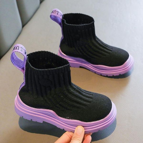 

boots 2021 winter autumn children' snow boys and girls kids sneakers children casual shoes slip-on breathable socks, Black;grey
