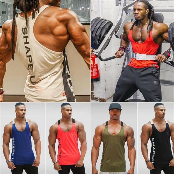 

summer men muscle sleeveless tank gym sport fitness vest workout tee, White;black