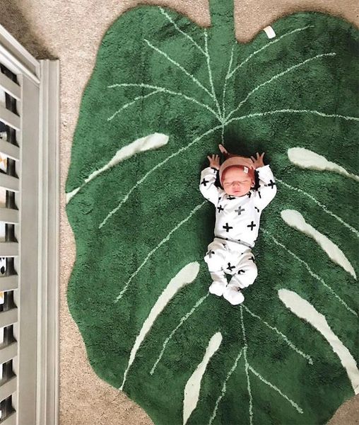 

ins nordic style leaves modeling cotton carpet children room home decoration ground mat pography props 3d vloerkleed rug carpets