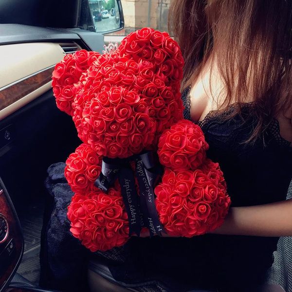 Flores decorativas Grinaldas Atacado Big Teddy Rose Urso com Caixa Luxuosa de Rosas Artificial Natal Valentine Drop Drop