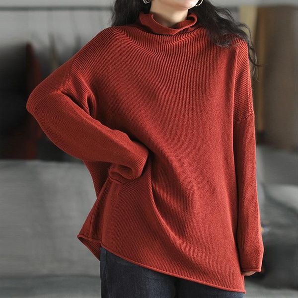 

women's sweaters nini wonderland 2021 autumn winter knit pullover sweater women turtleneck long sleeve loose female vintage retro, White;black