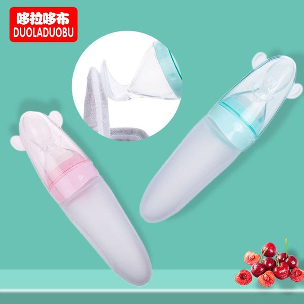 

cups, dishes & utensils infant baby squeezing feeding bottle 90ml supplement vegetable fruit spoon rice cereal born