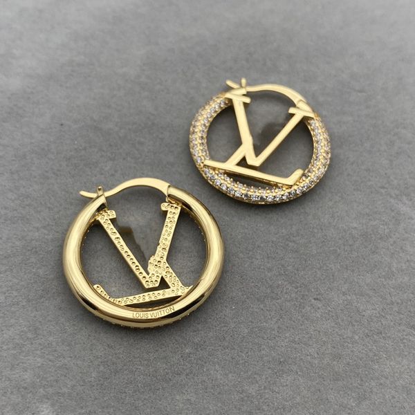 

fashion designer 5a classic earrings, counter quality circle full diamond large letter earrings wedding party, gift wrapped, Golden;silver