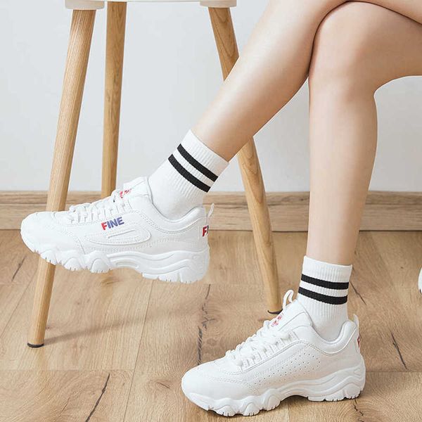 

socks striped women's socks middle tube cotton baseball, Black