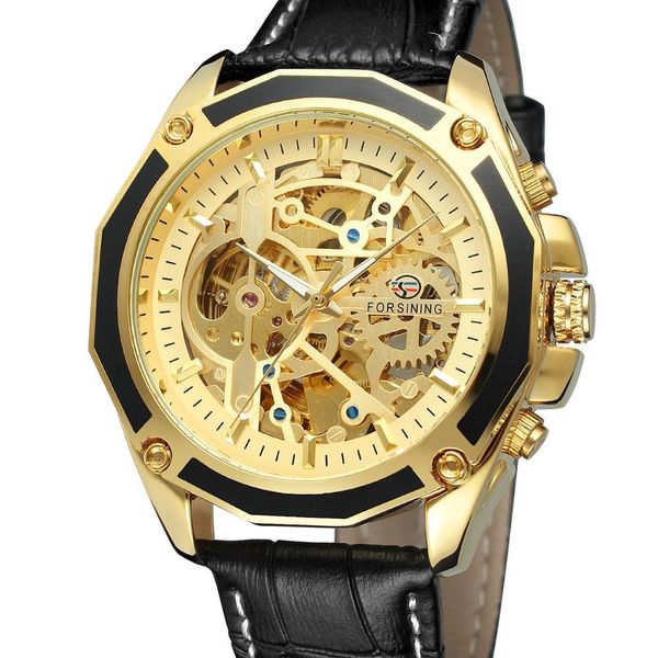 

2021 forsining men clock luxury brand automatic business man fashion skeleton relogio masculino analogue, Slivery;brown