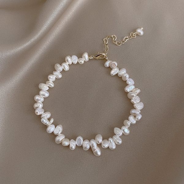 

xianlan533 irregular natural pearl necklace female ins cold wind clavicle necklace temperament senior feeling net short red orname, Silver