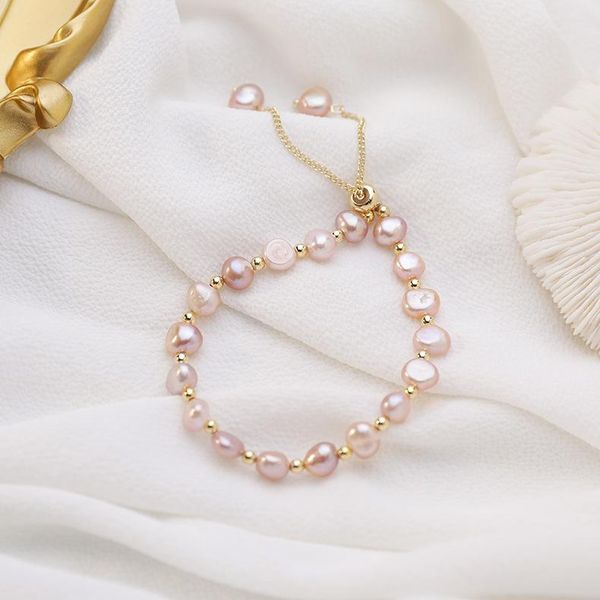 

beaded, strands baroque freshwater pearl girlfriends bracelet for women ins niche design hand ornament fashion sense beaded chain female, Black