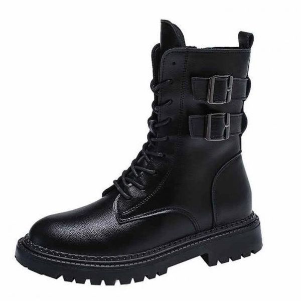 

boots ladies motorcycle fashion spring retro fighting army punk gothic ankle women pu short, Black