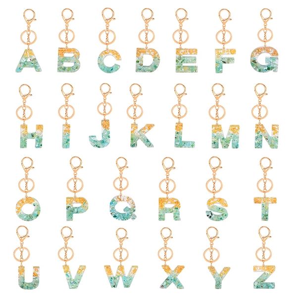 

fashion 26 letters resin keychains for women pendant charms handbag accessories tassel key rings, Slivery;golden