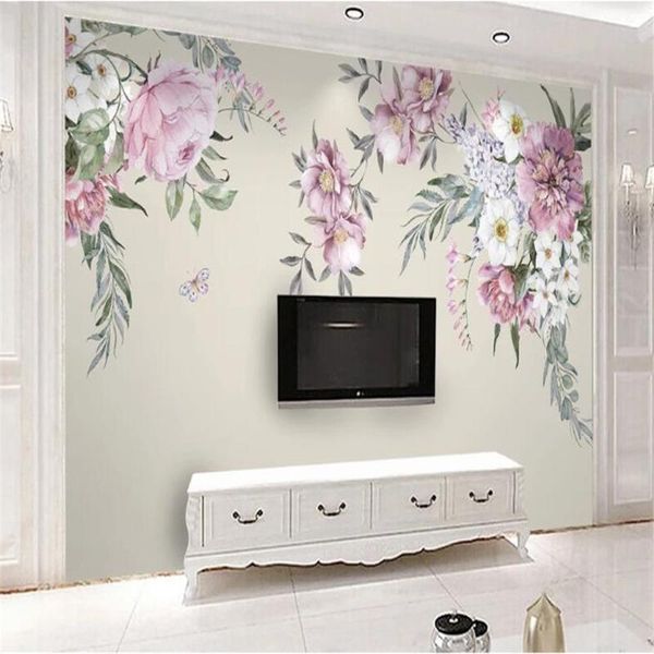 

milofi custom 3d non-woven large mural wallpaper hand-painted watercolor flowers modern minimalist tv background wall wallpapers