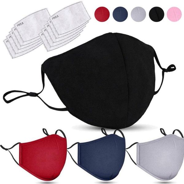 

pm2.5 breathable face mask fabric masks protective dust mouth cover washable reusable mascarillas cycling caps &, Black