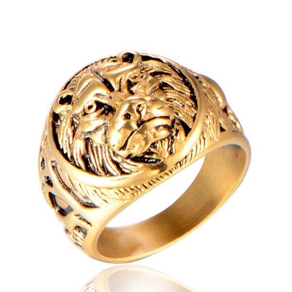 

design jewelry selling jewelry animal lion king fashion dominee lion head titanium steel ring, Silver