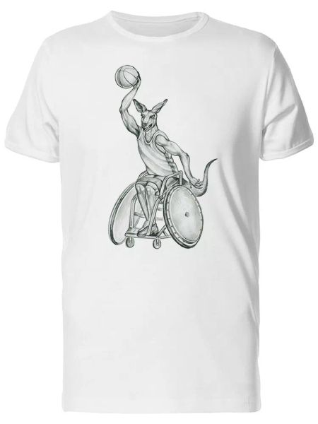 

Basketball Kangaroo Wheelchair Men's Tee -Image by Shutterstock, White;black