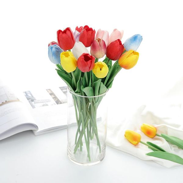 

decorative flowers & wreaths 1 pcs artificial tulips pu real touch bouquet fake for wedding decoration home garen