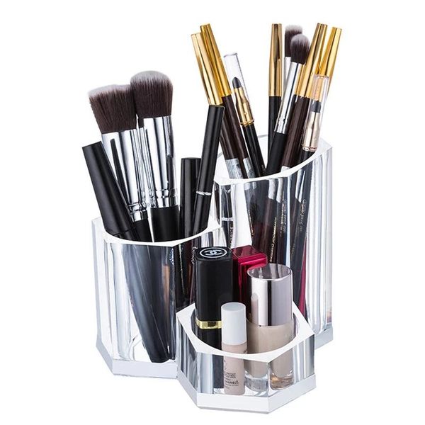 

clear acrylic makeup brush holder cosmetic organizer box for lipstick eyeliner pencil nail polish storage boxes & bins