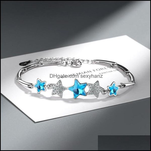 

bangle bracelets jewelry blue pentagonal star eternal bracelet for women handmade femalestackable zircon crystal bijoux drop delivery 2021 9, Black