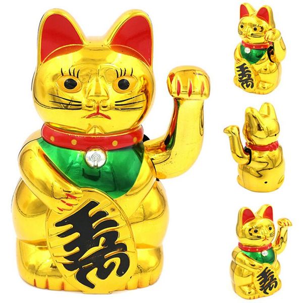 

decorative objects & figurines chinese lucky wealth gold cute waving cat electric craft art welcome home shop el decoration