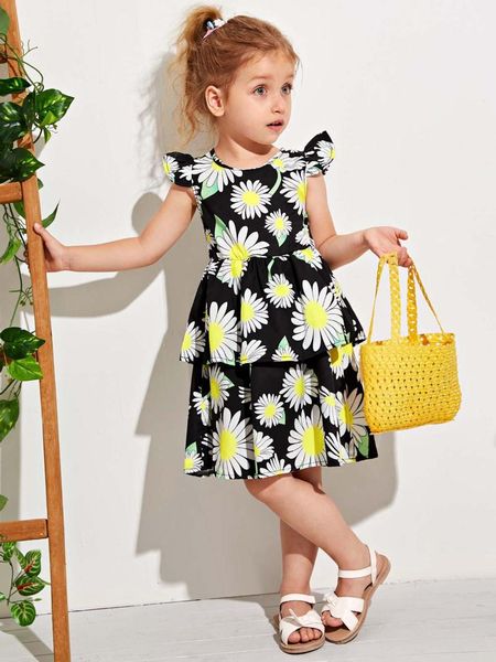 

girl's dresses toddler girl dress summer casual cute print short sleeve cupcake princess for girls fashion clothing vestidos de verano, Red;yellow