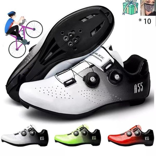 

cycling shoes mtb men's sneakers sports route cleat road bike speed flat racing women bicycle mountain sapatilha footwear, Black