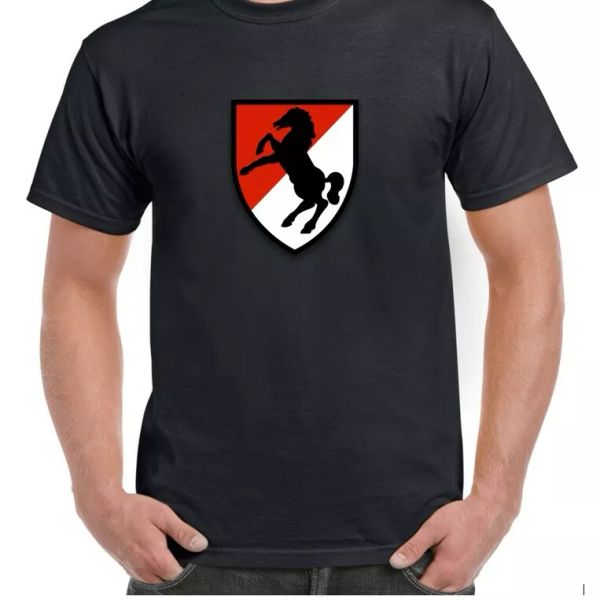 

us army 11th armored cavalry regiment horse patch t-shirt black tee shirt, White;black