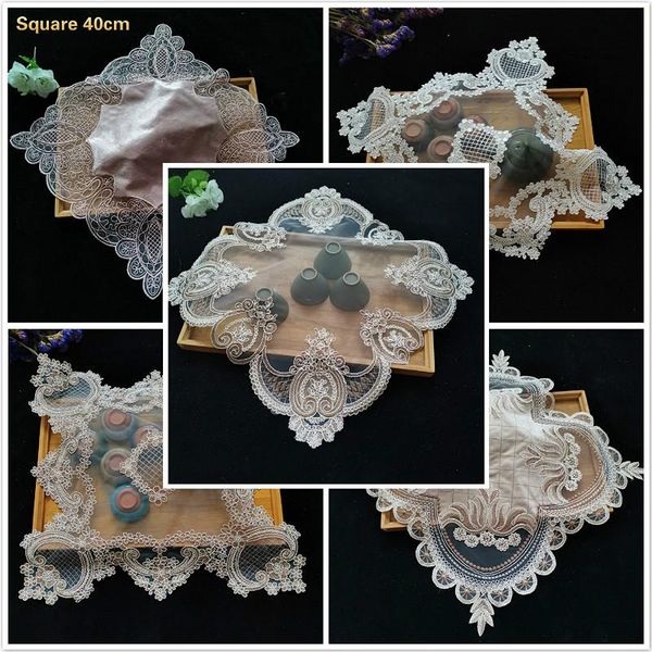 

mats & pads european velvet lace embroidered border luxury placemat bedroom balcony coffee table mat antique jewelry cover cloth