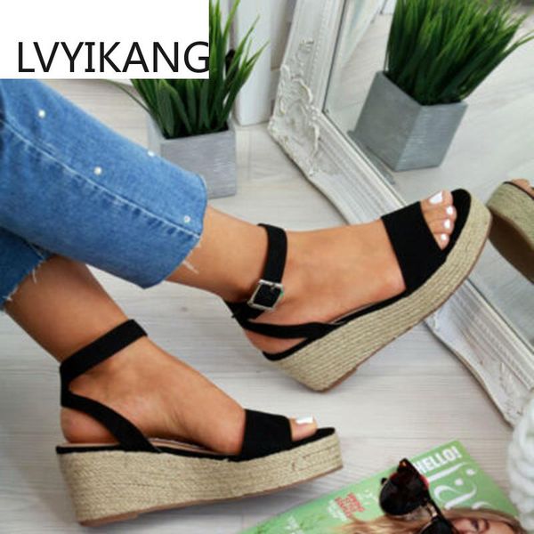

dress shoes summer platform sandals 2021 fashion women sandal wedges casual woman peep toe black causal