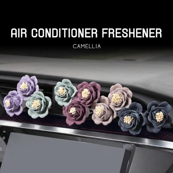 

car air freshener 2pcs camellia flower styling conditioner outlet clip essential oil diffuser