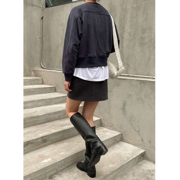 

mulan sweater women's spring korean version loose round neck pullover coat 21377, Black