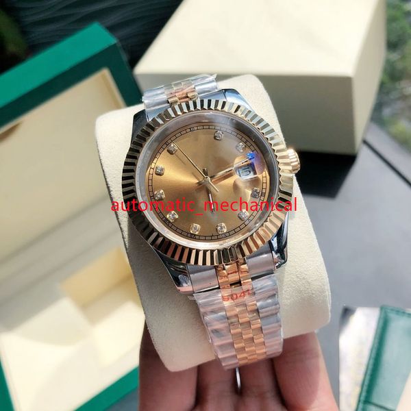 

new champagne gold dial mens watch 41mm 126334 stainless steel jubilee automatic mechanical waterproof sapphire bracelet watches ar433, Slivery;brown