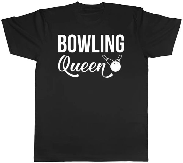 

bowling queen womens ladies t-shirt tee, White;black