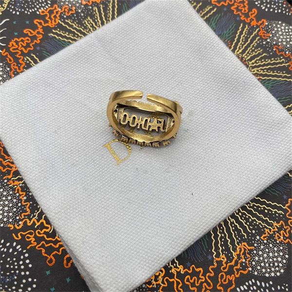 

ring hollow out women's style alphabet rhinestone used brass material, Silver