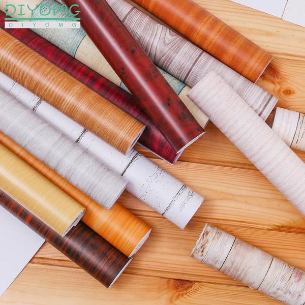 

wallpapers wood grain wallpaper self adhesive pvc waterproof wall stickers contact paper kitchen wardrobe cabinet furniture decor