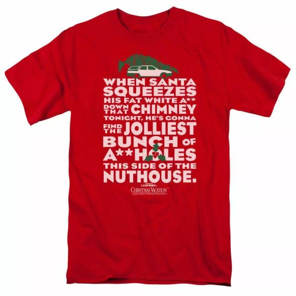 

christmas vacation jolliest bunch t shirt mens licensed holiday movie red, White;black