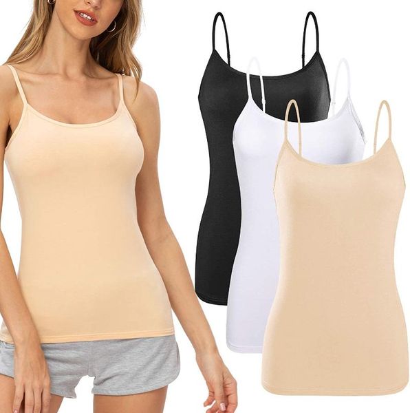 

camisoles & tanks summer women crop sleeveless shirt lady bralette strap skinny camisole base vest fit for 35-70kg, Black;white
