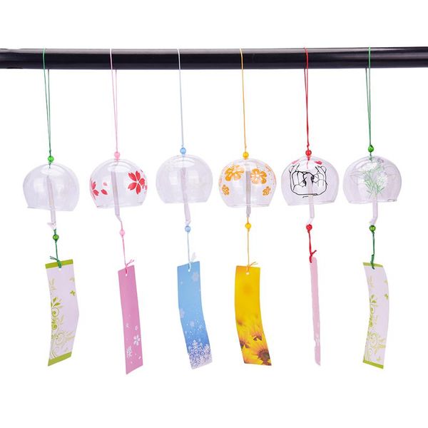

decorative objects & figurines japanese style glass wind chimes hanging craft bell home decor sakura cherry blossom pattern