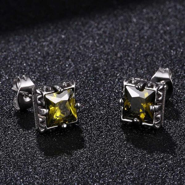 

fashion square stainless steel zircon stud earrings for women geometric trendy female ear jewelry birthday gift bb0787, Golden;silver