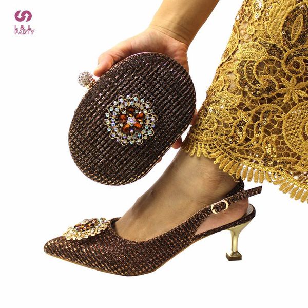 

dress shoes nigerian women and bag set in coffee color design italian ladies pumps for christmas party, Black