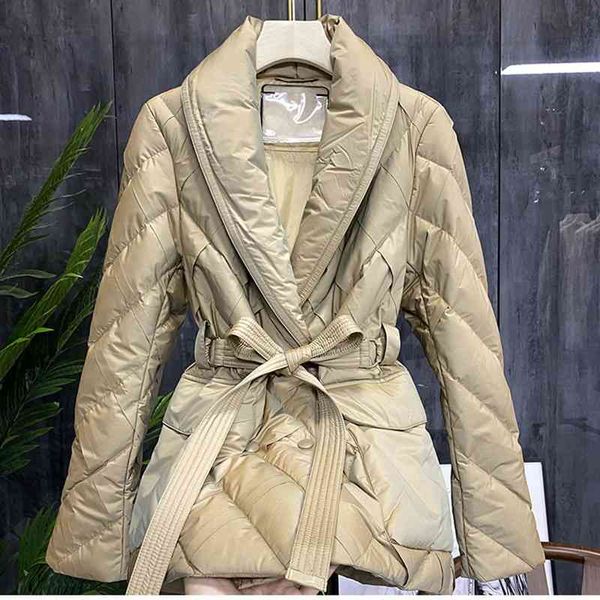 

yilu goose down suit aura sharp cargo lapel white 2021 new jacket women's autumn and winter, Black